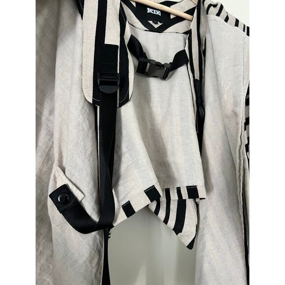 KTZ Men’s Designer Hooded Poncho Buckle Front M Stripe Streetwear Punk Runway - Picture 7 of 8